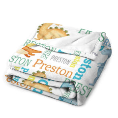 Personalized Baby Name blanket-Baby Dinosaur