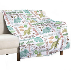 Baby Boy Personalized Dinosaur Baby Name Blanket