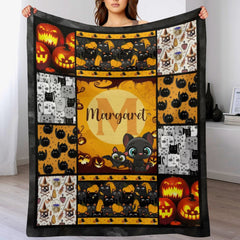 Personalized Halloween Pumpkin Name Blanket – Custom Name Baby Blanket