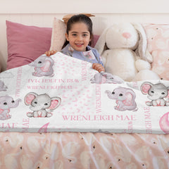 Personalized Custom Elephant Stars Baby Blanket