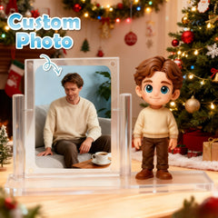 Custom 1 Person 3D Mini Figure with Colorful Base and Photo Personalized Toy Figure Birthday Gift