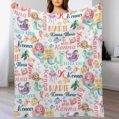 Personalized Mermaid Baby Blanket | Under the Sea Theme | Custom Name Nursery Keepsake