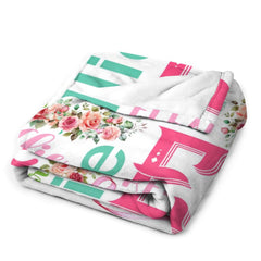 Personalized Custom Name Floral Baby Blanket