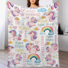 Rainbow Unicorn Baby Name Blanket