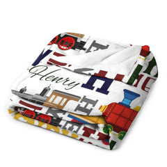 Personalized Train Themed Name Baby blanket
