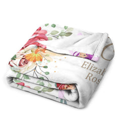 Personalized Custom Name Baby Blanket-Flower Fairy Garden