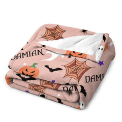 Personalized Custom Name Blanket-Halloween Pumpkin ghost