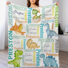 Personalized Baby Name blanket-Baby Dinosaur