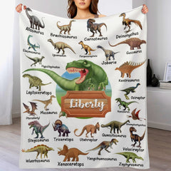 Personalized Custom Name Blankets -  Dinosaur World