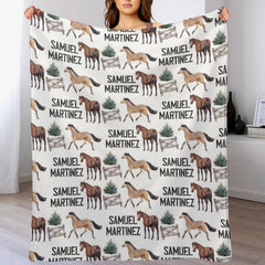 Personalized Swaddle Equestrian Baby Blanket - Horse