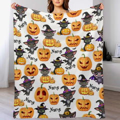 Personalized Custom Name Halloween Blanket For Kids Baby Family