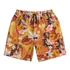 Short de plage tropical d'été avec photo humaine personnalisée pour hommes
