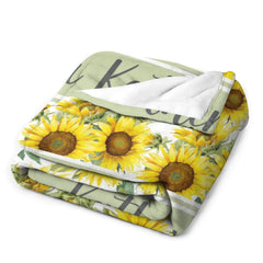 Sunflower Floral Personalized Name Baby Blanket