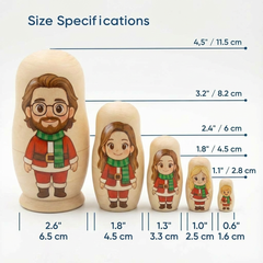 Personalized Portrait Nesting Doll Custom Photo Family Portrait Preview Cartoon Style Gift Photo Christmas Gift