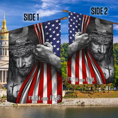 Jesus Flag Faith Over Fear God Jesus Flag, Double Side Print