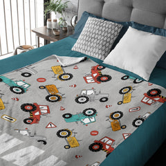 Personalize Cool Truck Car Tractor Kids Blanket for Boys