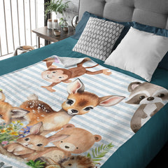 Personalized Forest Animal Custom Name Baby Blanket