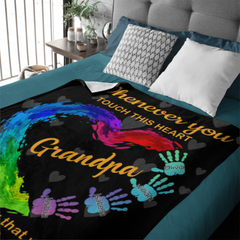 Touch This Heart Grandpa - Couverture personnalisée - Cadeau d'anniversaire pour la fête des pères pour grand-père, papa, papa - Cadeau de femme, petits-enfants 