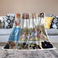 Couverture personnalisée avec nom de photo - Cadeau pour la famille 