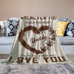 Chaque fois que vous touchez ce coeur papa, grand-père - couverture personnalisée - cadeau de fête des pères d'anniversaire pour papa, grand-père, mari 