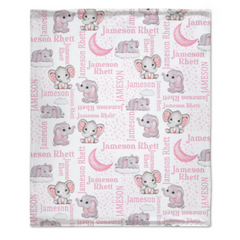 Personalized Custom Elephant Stars Baby Blanket