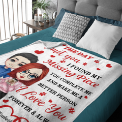 Le jour où je t'ai rencontré, j'ai trouvé ma pièce manquante - Couple personnalisé nom personnalisé couverture - cadeau pour mari femme, anniversaire