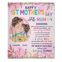 La meilleure maman du monde m'appartient - Couverture personnalisée pour la famille - Fête des mères, cadeau d'anniversaire pour la première maman 