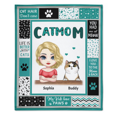 Chat maman - couverture personnalisée - anniversaire, amour, cadeau drôle pour chat maman, propriétaire de chat, amoureux des chats