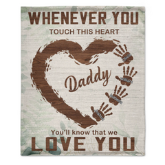 Chaque fois que vous touchez ce coeur papa, grand-père - couverture personnalisée - cadeau de fête des pères d'anniversaire pour papa, grand-père, mari 