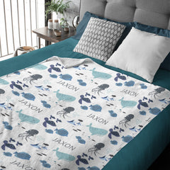 Livraison gratuite✈️Couverture personnalisée avec nom de bébé baleine d'Océanie