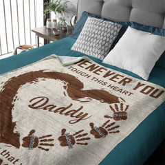 Chaque fois que vous touchez ce coeur papa, grand-père - couverture personnalisée - cadeau de fête des pères d'anniversaire pour papa, grand-père, mari 