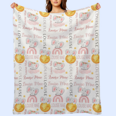 Livraison gratuite✈️ Couverture bébé éléphant lune et étoiles personnalisée