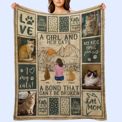 [Photo insérée] Un lien incassable pour une fille et ses chats - Couverture personnalisée - Cadeau d'anniversaire pour la fête des mères pour maman chat, amoureux des chats, papa chat