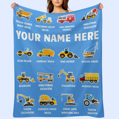 Personalized Construction Truck Baby Blanket Boys Gift