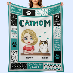 Chat maman - couverture personnalisée - anniversaire, amour, cadeau drôle pour chat maman, propriétaire de chat, amoureux des chats