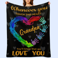 Touch This Heart Grandpa - Couverture personnalisée - Cadeau d'anniversaire pour la fête des pères pour grand-père, papa, papa - Cadeau de femme, petits-enfants 
