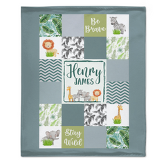 Personalized Tropical Jungle Animals Baby Blanket