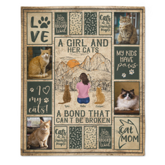 [Photo insérée] Un lien incassable pour une fille et ses chats - Couverture personnalisée - Cadeau d'anniversaire pour la fête des mères pour maman chat, amoureux des chats, papa chat