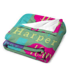 Personalized Custom Name Blanket For Kids - Birthday Christmas Milestone Gift for Baby,Boy,Girl,Newborns