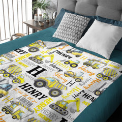 Personalized Name Construction Blanket - Gift for Baby Birthday