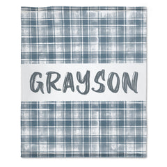 Livraison gratuite✈️Couverture à carreaux personnalisée avec nom neutre pour bébé