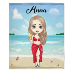 At The Beach Pool Party - Personalized Beach Custom Blanket - Gifts for Friends - Lovscape