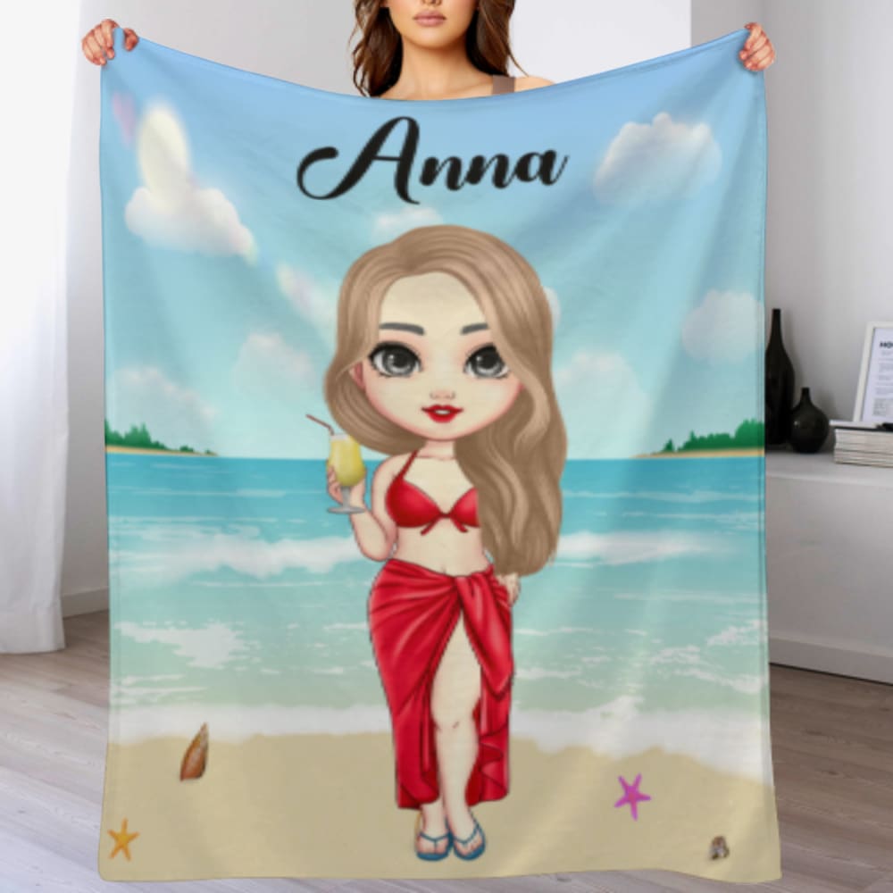 At The Beach Pool Party - Personalized Beach Custom Blanket - Gifts for Friends - Lovscape