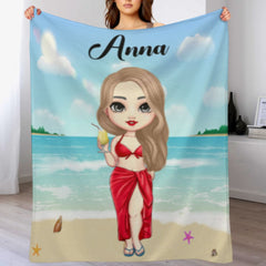 At The Beach Pool Party - Personalized Beach Custom Blanket - Gifts for Friends - Lovscape