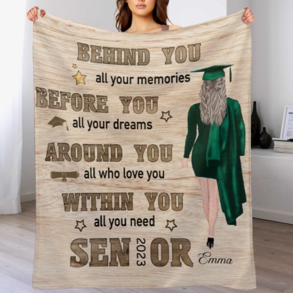 Before You, All Your Dreams - Personalized Blanket - Graduation Gift - Lovscape