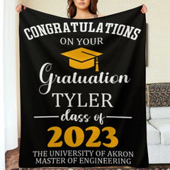 Congratulations on graduating Personalized Blanket - Custom Color - Graduation Gift - Lovscape