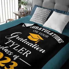 Congratulations on graduating Personalized Blanket - Custom Color - Graduation Gift - Lovscape
