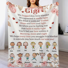 Nous avons embrassé cette petite couverture - Jusqu'à 14 enfants - Couverture personnalisée - Cadeau d'anniversaire pour la fête des mères pour grand-mère, nana, maman - Cadeau des petits-enfants 