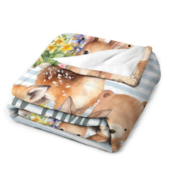 Personalized Forest Animal Custom Name Baby Blanket