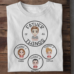 Père de toutes choses, mère de toutes choses - T-shirt unisexe personnalisé personnalisé par la famille - Fête des mères, fête des pères, cadeau d'anniversaire pour maman, papa